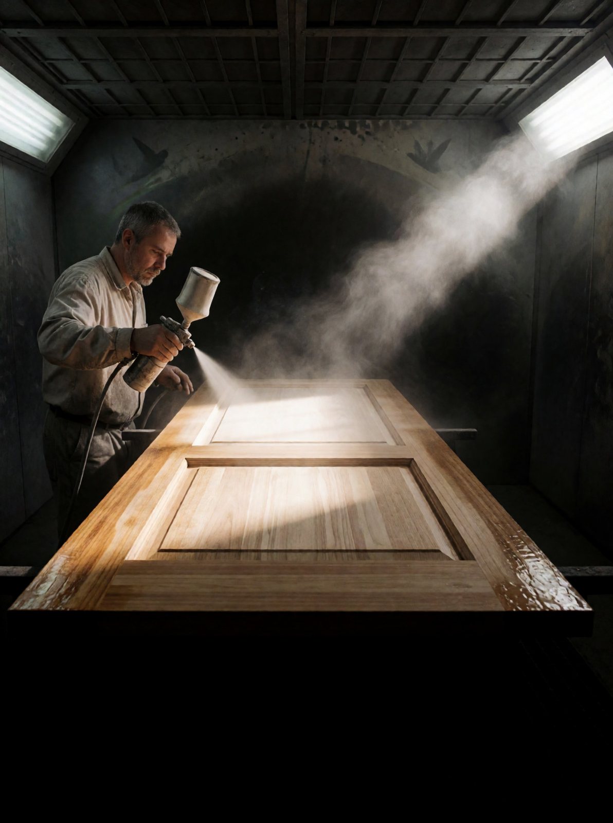 Verniciatura di un elemento in legno